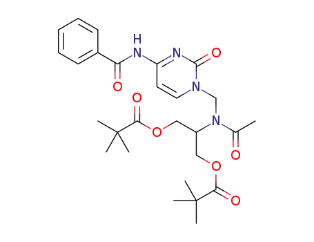 Molecular Structure of 1257309-82-2 (4-(benzoylamino)-1-[N-(1,3-dipivaloyloxyprop-2-yl)acetylaminomethyl]-1H-pyrimidin-2-one)