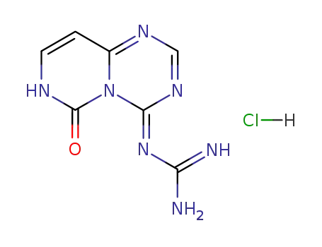 Molecular Structure of 76299-79-1 (N-[6-Oxo-6,7-dihydro-pyrimido[1,6-a][1,3,5]triazin-(4E)-ylidene]-guanidine; hydrochloride)