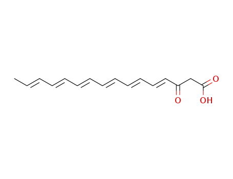 Molecular Structure of 1187429-71-5 (3-oxohexadeca-4,6,8,10,12,14-hexaenoic acid)
