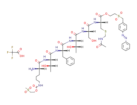 Molecular Structure of 76408-71-4 (l-Cysteine, S-[(acetylamino)methyl]-N-[N-[N-[N-[N-[N6-[[2-(methylsulfonyl)ethoxy]carbonyl]-l-lysyl]-l-threonyl]-l-phenylalanyl]-l-threonyl]-l-seryl]-, 2-[[[4-(phenylazo)phenyl]methyl]sulfonyl]ethyl ester, mono(trifluoroacetate) (salt))