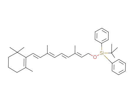 Molecular Structure of 138922-13-1 (tert-Butyl-[(2E,4E,6E,8E)-3,7-dimethyl-9-(2,6,6-trimethyl-cyclohex-1-enyl)-nona-2,4,6,8-tetraenyloxy]-diphenyl-silane)