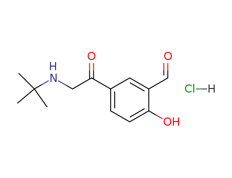 Molecular Structure of 115787-53-6 (5-<<(1,1-Dimethylethyl)amino>acetyl>-2-hydroxybenzaldehyde hydrochloride)