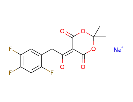 Molecular Structure of 1253055-91-2 (sodium 1-(2,2-dimethyl-4,6-dioxo-1,3-dioxan-5-ylidene)-2-(2,4,5-trifluorophenyl)ethanolate)