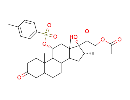 Molecular Structure of 7645-58-1 (11-alpha,17-alpha,21-trihydroxy-16-alpha-methyl-5-alpha-pregnane-3,20-dione 21-acetate-11-(toluene-4-sulphonate))