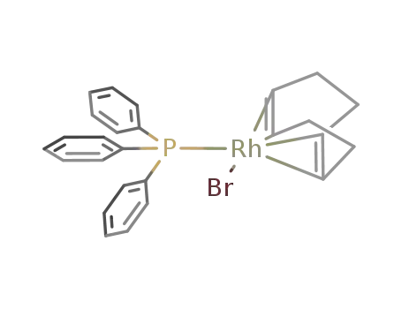 Molecular Structure of 33136-93-5 (Rh(Br)(1,5-cyclooctadiene)(triphenylphosphine))