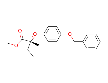 Molecular Structure of 587832-07-3 (Butanoic acid, 2-methyl-2-[4-(phenylmethoxy)phenoxy]-, methyl ester,
(2R)-)