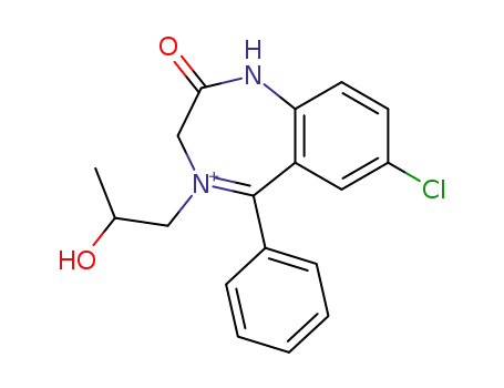 Molecular Structure of 47267-80-1 (1H-1,4-Benzodiazepinium,
7-chloro-2,3-dihydro-4-(2-hydroxypropyl)-2-oxo-5-phenyl-)