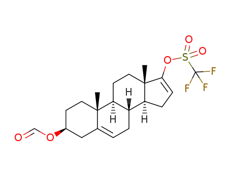 Molecular Structure of 1429742-48-2 (3β-formyloxyandrosta-5,16-diene-17-yl trifluoromethanesulphonate)