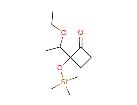 Molecular Structure of 125113-32-8 (2-(1-ethoxy-ethyl)-2-trimethylsilanyloxy-cyclobutanone)