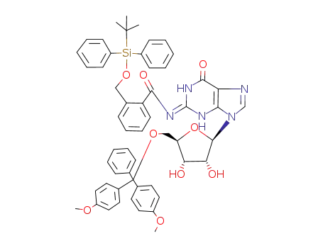 Molecular Structure of 137116-57-5 (5'-O-(4,4'-dimethoxytrityl)-2-N-<2-<(tert-butyldiphenylsilyloxy)methyl>benzoyl>guanosine)