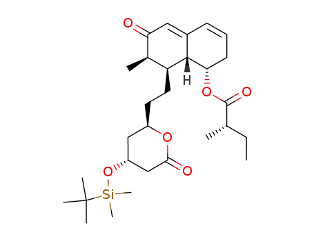 Molecular Structure of 153079-17-5 (2-methyl-butyric acid 8-{2-[4-(tert-butyl-dimethyl-silanyloxy)-6-oxo-tetrahydro-pyran-2-yl]-ethyl}-7-methyl-6-oxo-1,2,6,7,8,8a-hexahydro-naphthalen-1-yl ester)