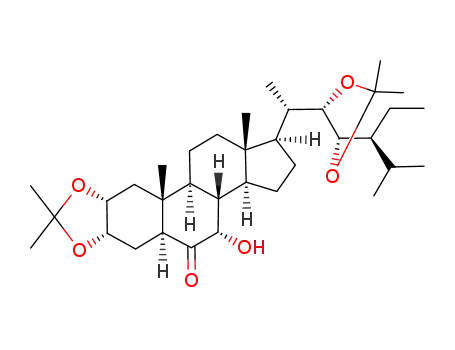 Molecular Structure of 110556-57-5 ((2R,3S,7S,22S,23S)-7-hydroxy-2,3;22,23-di-isopropylidenedioxy-5α-stigmastan-6-one)