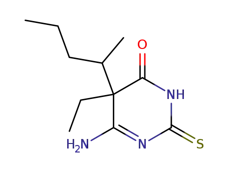 Molecular Structure of 91334-59-7 (5-ethyl-6-amino-5-(1-methyl-butyl)-2-thioxo-3,5-dihydro-2<i>H</i>-pyrimidin-4-one)