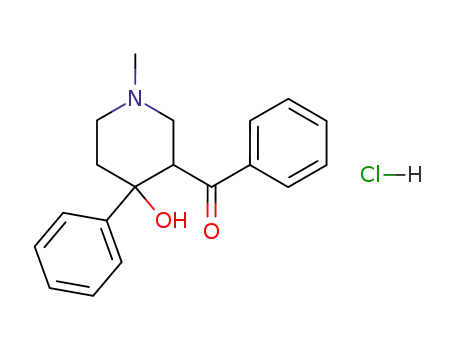 Molecular Structure of 4661-15-8 ((4-hydroxy-1-methyl-4-phenylpiperidin-3-yl)(phenyl)methanone hydrochloride (1:1))