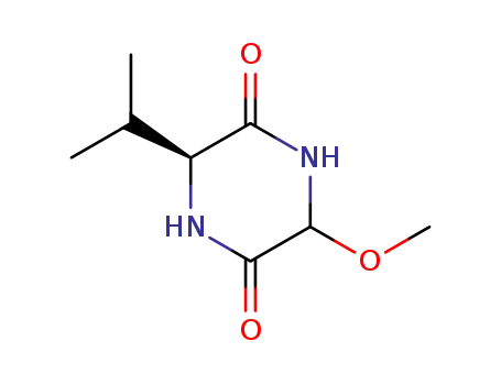 Molecular Structure of 122092-89-1 (2,5-Piperazinedione,3-methoxy-6-(1-methylethyl)-,(3R-trans)-(9CI))