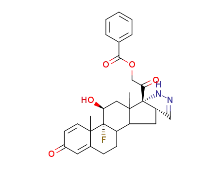 Molecular Structure of 72149-75-8 (Pregna-1,4-dieno[17,16-c]pyrazole-3,20-dione,21-(benzoyloxy)-9-fluoro-2',16-dihydro-11-hydroxy-, (11b,16b)- (9CI))
