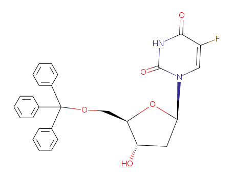 Molecular Structure of 10343-71-2 (2'-Deoxy-5-fluoro-5'-O-(triphenylmethyl)uridine)
