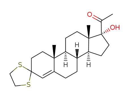 Molecular Structure of 1202062-99-4 (cyclic-3-(1,2-ethanediylmercapto)-17α-hydroxypregn-4-en-20-one)