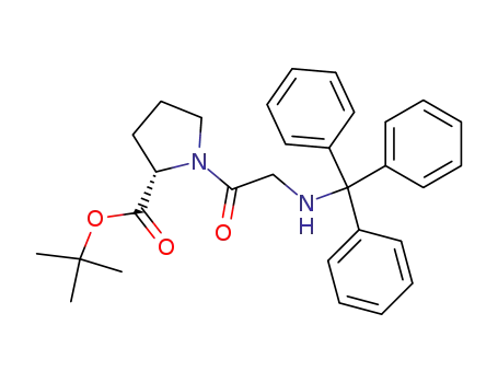 Molecular Structure of 111491-71-5 ((S)-1-[2-(Trityl-amino)-acetyl]-pyrrolidine-2-carboxylic acid tert-butyl ester)
