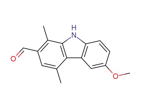 Molecular Structure of 72237-82-2 (6-methoxy-1,4-dimethyl-9H-carbazole-2-carbaldehyde)