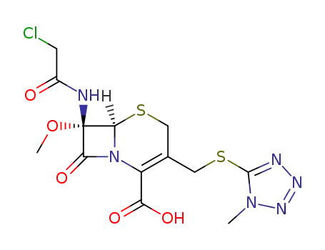 Molecular Structure of 57617-09-1 (7β-chloroacetamido-7α-methoxy-3-(1-methyl-1H-tetrazole-5-mercaptomethyl)-3-cephem-4-carboxylic acid)