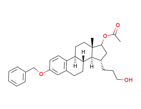 Molecular Structure of 1013940-33-4 (acetic acid 3-benzyloxy-15-(3-hydroxy-propyl)-13-methyl-7,8,9,11,12,13,14,15,16,17-decahydro-6H-cyclopenta[a]phenanthren-17-yl ester)