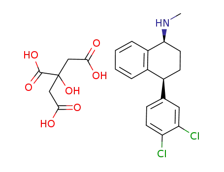 Molecular Structure of 836597-67-2 ((1S-cis)-4-(3,4-dichlorophenyl)-1,2,3,4-tetrahydro-N-methyl-1-naphtalenamine citrate)