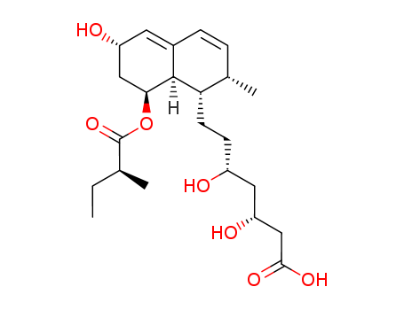 81093-37-0,Pravastatin,1-Naphthaleneheptanoicacid, 1,2,6,7,8,8a-hexahydro-b,d,6-trihydroxy-2-methyl-8-(2-methyl-1-oxobutoxy)-,[1S-[1a(bS*,dS*),2a,6a,8b(R*),8aa]]-;3b-Hydroxycompactin;Eptastatin;Mevalothin;Pravastatin acid;1-Naphthaleneheptanoicacid, 1,2,6,7,8,8a-hexahydro-b,d,6-trihydroxy-2-methyl-8-[(2S)-2-methyl-1-oxobutoxy]-,(bR,dR,1S,2S,6S,8S,8aR)-;