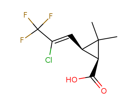 72748-35-7,Z-(1R,S)-cis-2,2-dimethyl-3-(2,2-chloro-3,3,3-trifluoro-1-propenyl)cyclopropanecarboxylic acid,Cyclopropanecarboxylicacid, 3-(2-chloro-3,3,3-trifluoro-1-propenyl)-2,2-dimethyl-, (1R,3R)-rel-(9CI);Cyclopropanecarboxylic acid,3-(2-chloro-3,3,3-trifluoro-1-propenyl)-2,2-dimethyl-, cis-;λ-Cyhalothric acid;