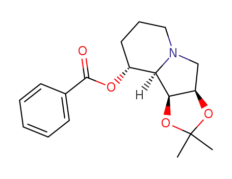 Molecular Structure of 107794-67-2 (Benzoic acid (3aR,9R,9aR,9bS)-2,2-dimethyl-octahydro-[1,3]dioxolo[4,5-a]indolizin-9-yl ester)