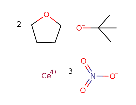 Molecular Structure of 121314-35-0 (Ce(OCMe<sub>3</sub>)(NO<sub>3</sub>)3(THF)2)