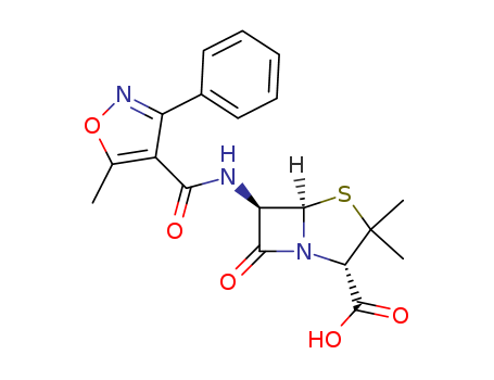 66-79-5,OXACILLIN,4-Thia-1-azabicyclo[3.2.0]heptane-2-carboxylicacid, 3,3-dimethyl-6-(5-methyl-3-phenyl-4-isoxazolecarboxamido)-7-oxo- (8CI);4-Thia-1-azabicyclo[3.2.0]heptane-2-carboxylic acid,3,3-dimethyl-6-[[(5-methyl-3-phenyl-4-isoxazolyl)carbonyl]amino]-7-oxo-, [2S-(2a,5a,6b)]-; 5-Methyl-3-phenyl-4-isooxazolylpenicillin;5-Methyl-3-phenyl-4-isoxazolylpenicillin;6-(5-Methyl-3-phenyl-4-isoxazolyl)aminopenicillanic acid; MPI-penicillin;MPi-PC; Oxacillin; Oxazocillin; Oxazocilline; Penicillin,(5-methyl-3-phenyl-4-isoxazolyl)-; Prostaphlyn