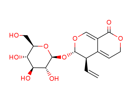 20831-76-9,Gentiopicroside,1H,3H-Pyrano[3,4-c]pyran-1-one,5-ethenyl-6-(b-D-glucopyranosyloxy)-5,6-dihydro-,(5R-trans)-;Gentiopicrin (6CI);Gentiopicroside (7CI,8CI);NSC 606402;1H,3H-Pyrano[3,4-c]pyran-1-one,5-ethenyl-6-(b-D-glucopyranosyloxy)-5,6-dihydro-,(5R,6S)-;(5beta-trans)-6-(beta-D-Glucopyranosyloxy)-5,6-dihydro-5-vinyl-1H,3H-pyrano[3,4-c]pyran-1-one;
