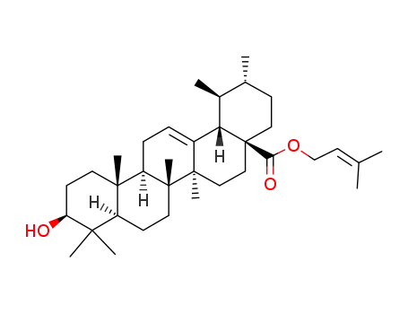 Molecular Structure of 1198208-27-3 (3'-methyl-2'-butenyl 3β-hydroxyurs-12-en-28-oate)