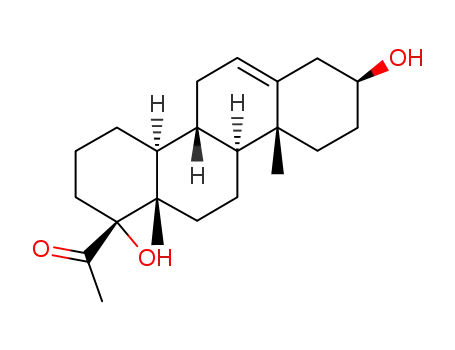 Molecular Structure of 77522-86-2 (Ethanone, 1-[(1R,4aS,4bR,8S,10aR,10bS,12aS)-1,2,3,4,4a,4b,5,7,8,9,10,10a,10b,11,12,12a-hexadecahydro-1,8-dihydroxy-10a,12a-dimethyl-1-chrysenyl]- (9CI))