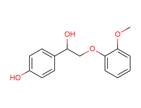 Molecular Structure of 106534-23-0 (1-(4-Hydroxyphenyl)-2-(2-methoxyphenoxy)-1-ethanol)