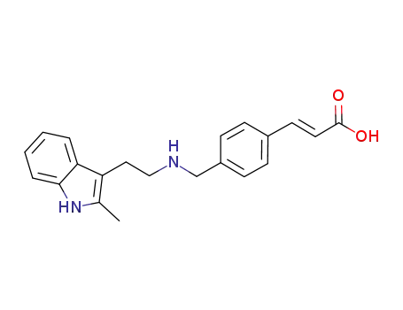 Molecular Structure of 960058-93-9 ((E)-3-(4-(((2-(2-methyl-1H-indol-3-yl)ethyl)amino)methyl)phenyl)acrylic acid)