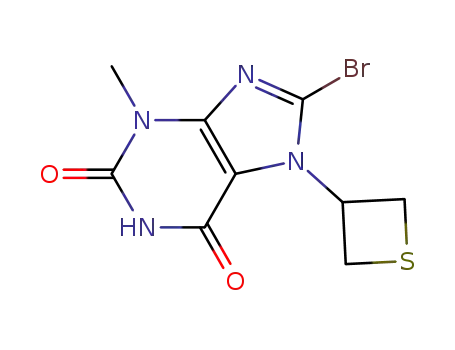 Molecular Structure of 1005482-51-8 (8-bromo-3-methyl-7-(thietan-3-yl)-3,7-dihydro-1H-pyrine-2,6-dione)