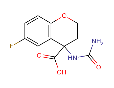 Molecular Structure of 90477-47-7 (2H-1-Benzopyran-4-carboxylic acid,
4-[(aminocarbonyl)amino]-6-fluoro-3,4-dihydro-)