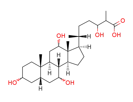 Molecular Structure of 1061-64-9 ((3a,5b,7a,12a)- 3,7,12,24-tetrahydroxy-cholestan-26-oic acid)