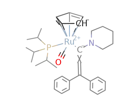 Molecular Structure of 252981-62-7 ([Ru(η(5)-C5H5)(C(NC5H10)=C=CPh2)(CO)(PiPr3)])