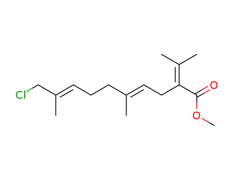 Molecular Structure of 87920-43-2 ((4E,8E)-10-Chloro-2-isopropylidene-5,9-dimethyl-deca-4,8-dienoic acid methyl ester)