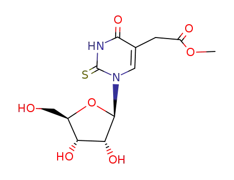 Molecular Structure of 20299-15-4 (2-thio-5-<(methylcarboxy)methyl>uridine)
