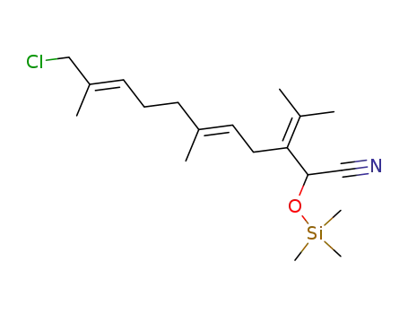 Molecular Structure of 87920-46-5 ((5E,9E)-11-Chloro-3-isopropylidene-6,10-dimethyl-2-trimethylsilanyloxy-undeca-5,9-dienenitrile)