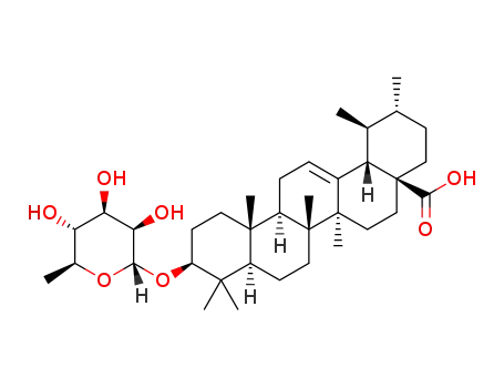 Molecular Structure of 1038914-11-2 (3β-hydroxyurs-12-en-28-oic acid 3-α-L-rhamnopyranoside)