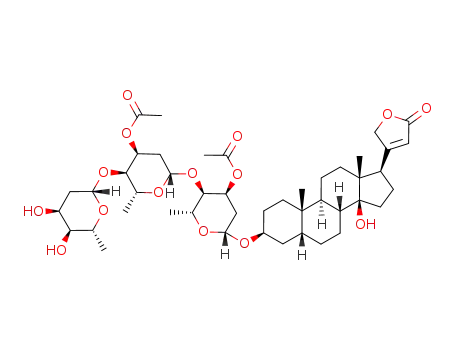 Molecular Structure of 57292-22-5 (digitoxigen O-[2'',6''-dideoxy-β-D-ribo-hexopyranosyl]-(1->4)-O-[3'-O-acetyl-2',6'-dideoxy-β-D-ribo-hexopyranosyl]-(1->4)-(3-O-acetyl-2,6-dideoxy-β-D-ribo-hexopyranoside)