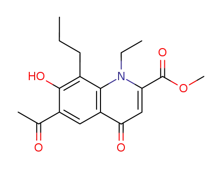 Molecular Structure of 69049-70-3 (2-Quinolinecarboxylic acid,
6-acetyl-1-ethyl-1,4-dihydro-7-hydroxy-4-oxo-8-propyl-, methyl ester)