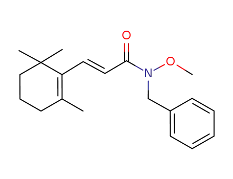 Molecular Structure of 884845-78-7 (<i>N</i>-benzyl-<i>N</i>-methoxy-3-(2,6,6-trimethyl-cyclohex-1-enyl)-acrylamide)