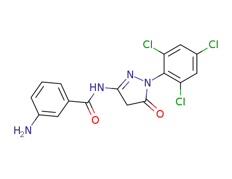 Molecular Structure of 40567-18-8 (1-(2,4,6-Trichlorophenyl)-3-(3-aminobenzamido)-5-pyrazolone)