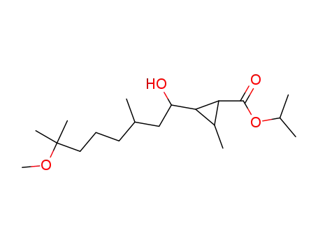 Molecular Structure of 103768-95-2 (2-(1-Hydroxy-7-methoxy-3,7-dimethyl-octyl)-3-methyl-cyclopropanecarboxylic acid isopropyl ester)